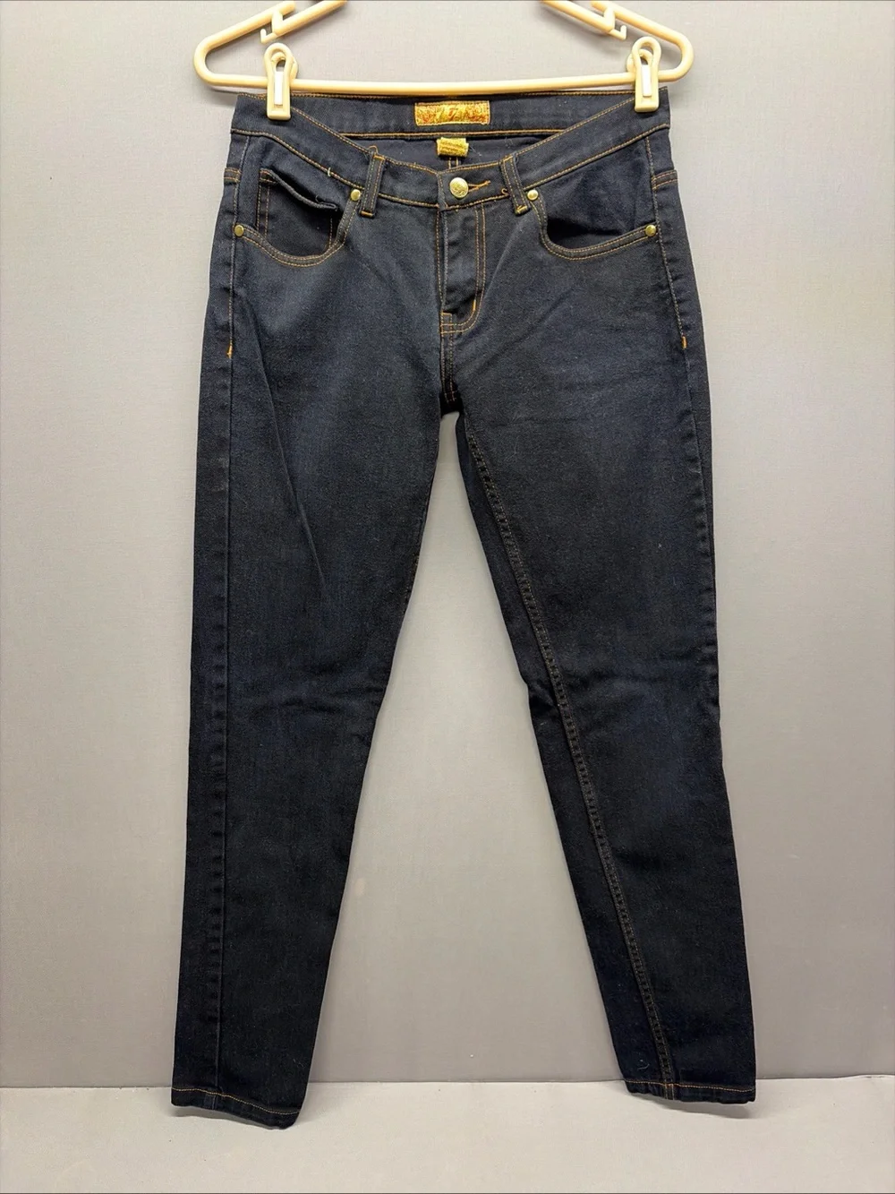 Seventy Dark Blue High-Rise Skinny Jeans with Contrast Stitching